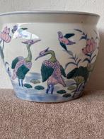 Vintage Chinese bloempot, Tuin en Terras, Bloempotten, Ophalen, Rond, Zo goed als nieuw, Aardewerk
