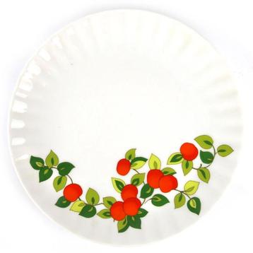 6 vintage porseleinen dessertborden –, sinaasappel decor beschikbaar voor biedingen