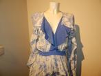Elisabetta Franchi gipsy ibiza styl jurk voilants wit blauw, Maat 38/40 (M), Zo goed als nieuw, Knielengte, Elisabetta Franchi