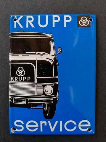 Prachtig geëmailleerd ijzeren deurpostplaatje Krupp Service 