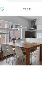 T.E.A.B: Massief houten strakke tafel met 6 MC ITALY stoelen, Ophalen, Gebruikt, 50 tot 100 cm, Vijf personen of meer