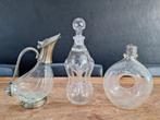 vintage glazen geslepen knijp-fles eendenbek karaf decanter, Antiek en Kunst, Ophalen of Verzenden