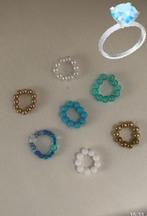 Handgemaakte kralen ringen, Sieraden, Tassen en Uiterlijk, Ringen, Kunststof, Blauw, Nieuw, Ophalen of Verzenden