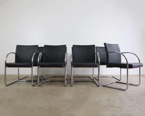 8X Artifort leren design buisframe stoelen Wolfgang Mezger, Huis en Inrichting, Stoelen, Gebruikt, Vijf, Zes of meer stoelen, Leer