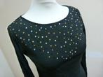 Nicole Cadine zwarte top met glinstersteentjes, maat 2 36 S, Kleding | Dames, Zwart, Zo goed als nieuw, Lange mouw, Maat 36 (S)