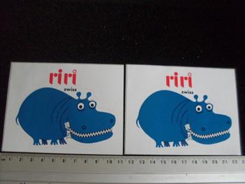 2x sticker riri swiss logo nijlpaard achtig met rits in mond beschikbaar voor biedingen