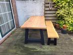 Tuintafel douglas/lariks hout met stalen A frame. Boomstam, Tuin en Terras, Tuintafels, Ophalen of Verzenden, Nieuw, Rechthoekig