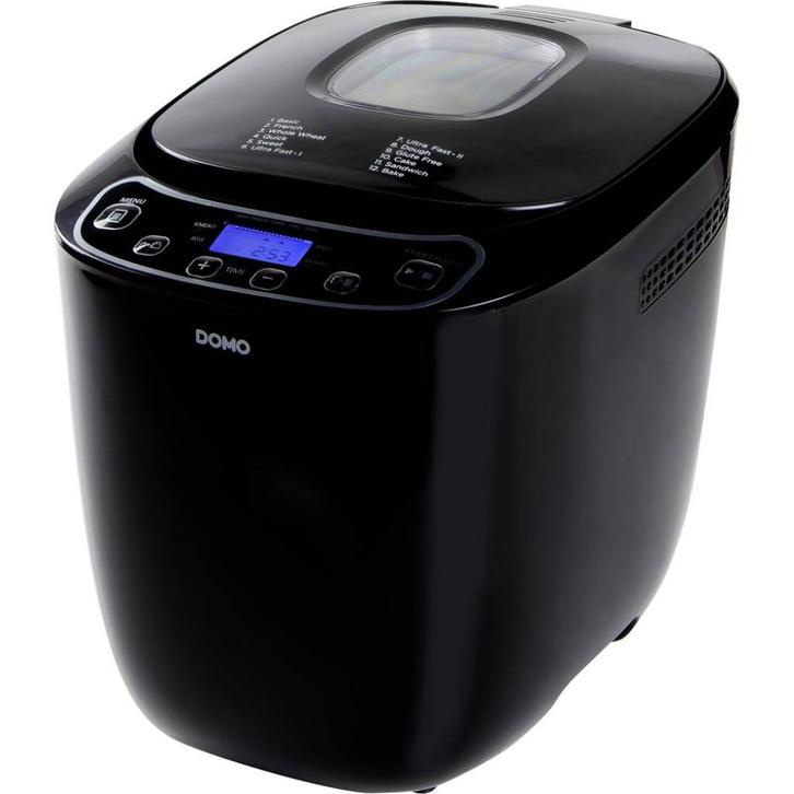 Broodbakmachine merk Domo, Witgoed en Apparatuur, Broodbakmachines, Zo goed als nieuw, Met timer, 800 tot 1200 gram deeg, Kijkvenster