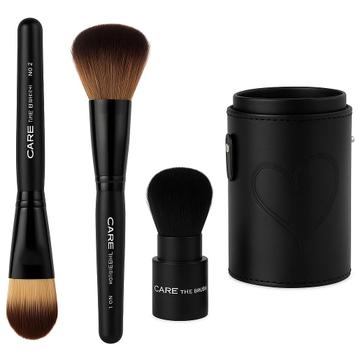 Luxe make-up kwasten set (3 stuks) + Leren koker Combi Deal! beschikbaar voor biedingen