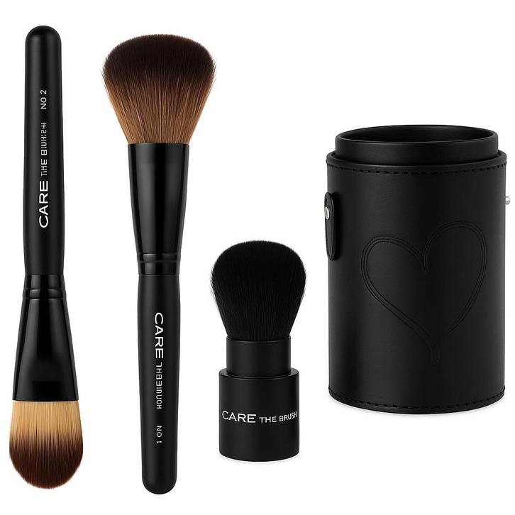 Luxe make-up kwasten set (3 stuks) + Leren koker Combi Deal!, Sieraden, Tassen en Uiterlijk, Uiterlijk | Cosmetica en Make-up