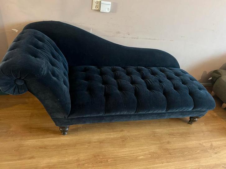 Luxe Velvet Chaise Longue, Huis en Inrichting, Banken | Sofa's en Chaises Longues, Gebruikt, Eenpersoons, 200 tot 250 cm, Stof