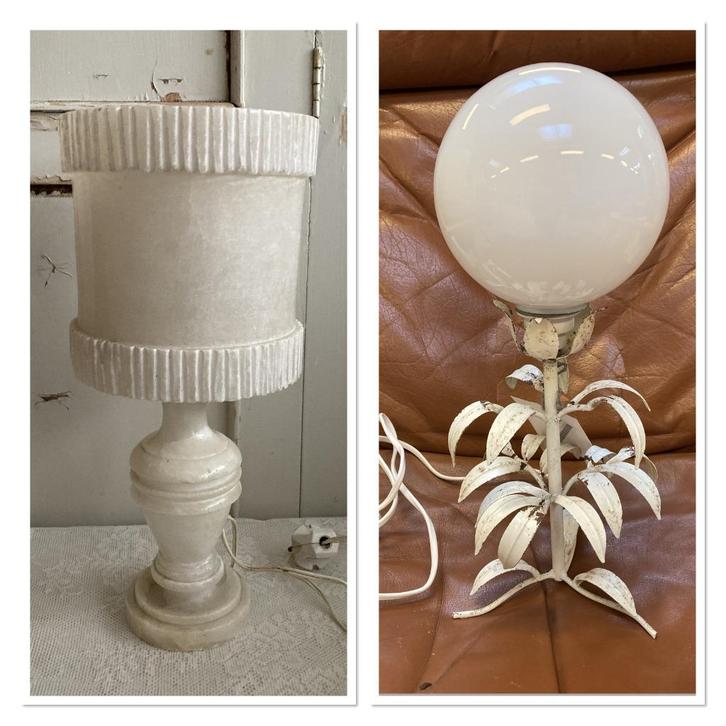 2x Brocante tafellamp - schemerlamp, Antiek en Kunst, Curiosa en Brocante, Ophalen of Verzenden