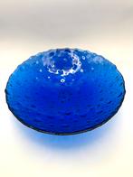 Uniek Retro Kobaltblauw Glazen 'Bubble' Schaal. Jaren 60/70, Huis en Inrichting, Ophalen of Verzenden, Zo goed als nieuw, Rond