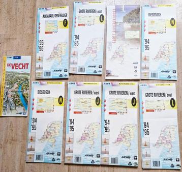 Serie oude waterkaarten,nieuwstaat!ANWB,rivieren,biesbosch beschikbaar voor biedingen