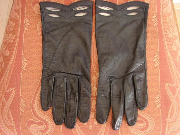 Vintage mt 8 1/4 dunne leren zwarte handschoenen., Kleding | Dames, Mutsen, Sjaals en Handschoenen, Zo goed als nieuw, Handschoenen