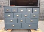 Grijze grenen ladekast 14 lades commode refurbished