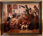 Vrolijk drinkend gezelschap, naar Jan Steen, Antiek en Kunst, Kunst | Schilderijen | Klassiek, Ophalen of Verzenden