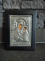 Byzantijns icoon moeder Maria met Jezus 925 zilver, Antiek en Kunst, Kunst | Schilderijen | Abstract, Ophalen of Verzenden