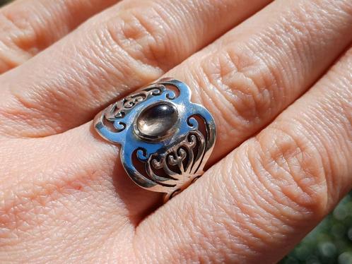 Vanoli - 925 zilveren ring met rookkwarts maat 18,25, Sieraden, Tassen en Uiterlijk, Ringen, Nieuw, Dame, 18 tot 19, Bruin, Zilver