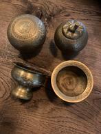 Oude Messing Schaaltjes Sirih Set 4 stuks uit Bali, Ophalen of Verzenden, Koper