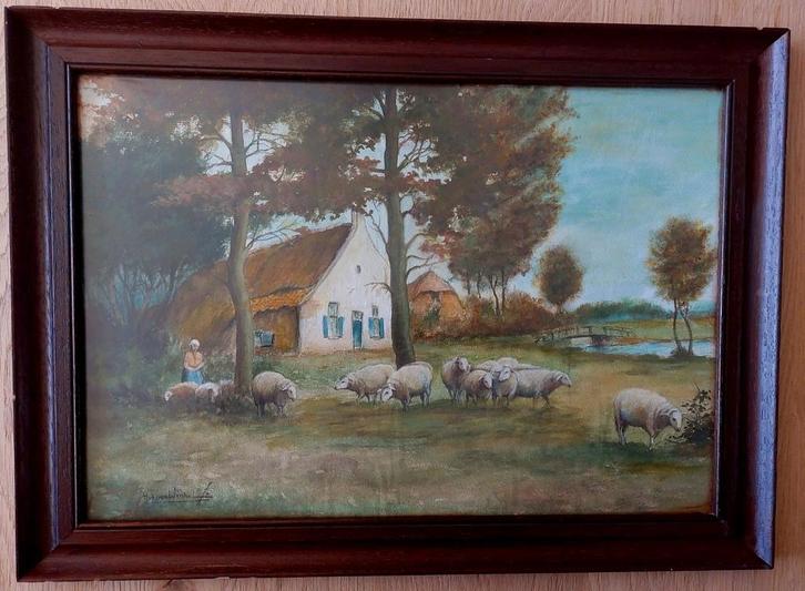 Aquarel ... Hub van Winkel  ..., Antiek en Kunst, Kunst | Schilderijen | Klassiek, Ophalen of Verzenden