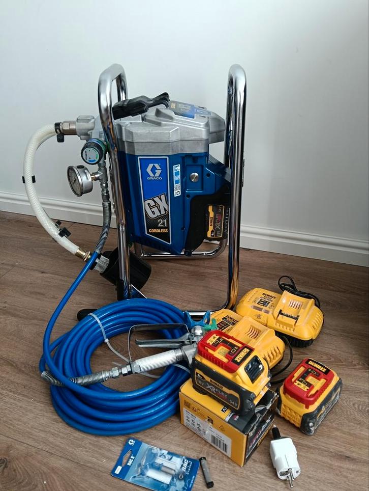 Graco GX21 Cordless airless verfspuit - weinig gebruikt, Doe-het-zelf en Verbouw, Schildersmaterialen, Gebruikt, Verfspuit of Verfpomp
