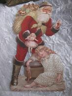 Groot Stevig Poesieplaatje - Meisje / Kerstman & Pop 16.5 cm, Verzenden