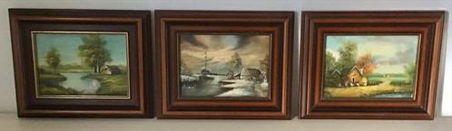 3 GESIGNEERDE LANDSCHAP SCHILDERIJTJES, Antiek en Kunst, Kunst | Schilderijen | Klassiek, Ophalen of Verzenden