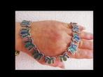 Bijzonder Mexicaanse Zilveren Collier Malachiet/Lapislazuli!, Verzenden, Zilver, Ketting, Met edelsteen