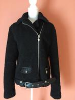 Reinders zwarte biker teddy jas maat 36/38, Kleding | Dames, Jassen | Winter, Reinders, Verzenden, Zwart, Zo goed als nieuw