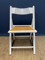 Vintage houten klapstoel met webbing zitting 70s/80s wit, Ophalen, Riet of Rotan, Gebruikt, Wit