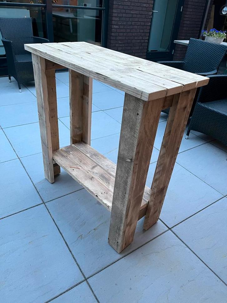 Houten Bartafel / Sidetable, Huis en Inrichting, Tafels | Sidetables, Nieuw, 25 tot 50 cm, 100 tot 150 cm, Rechthoekig, Grenenhout