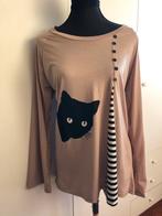 Leuk beige shirt / tuniek, met print kat, mt L. Nieuw!, Kleding | Dames, Ophalen of Verzenden, Nieuw, Beige