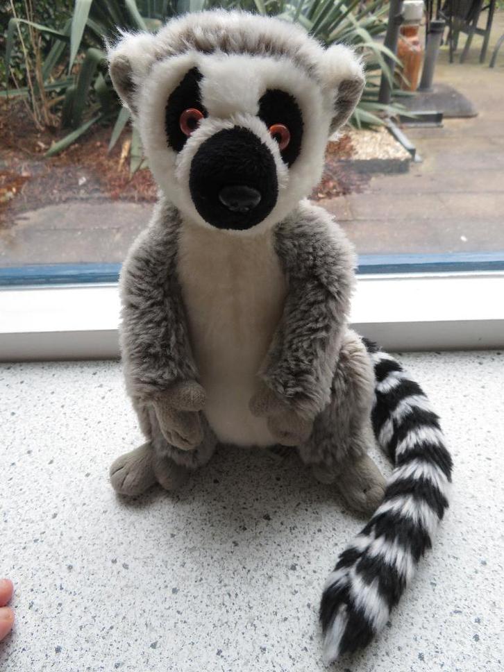 Ringstaartmaki Maki merk Unitoys UNI-TOYS meet ca 23 cm, Kinderen en Baby's, Speelgoed | Knuffels en Pluche, Zo goed als nieuw