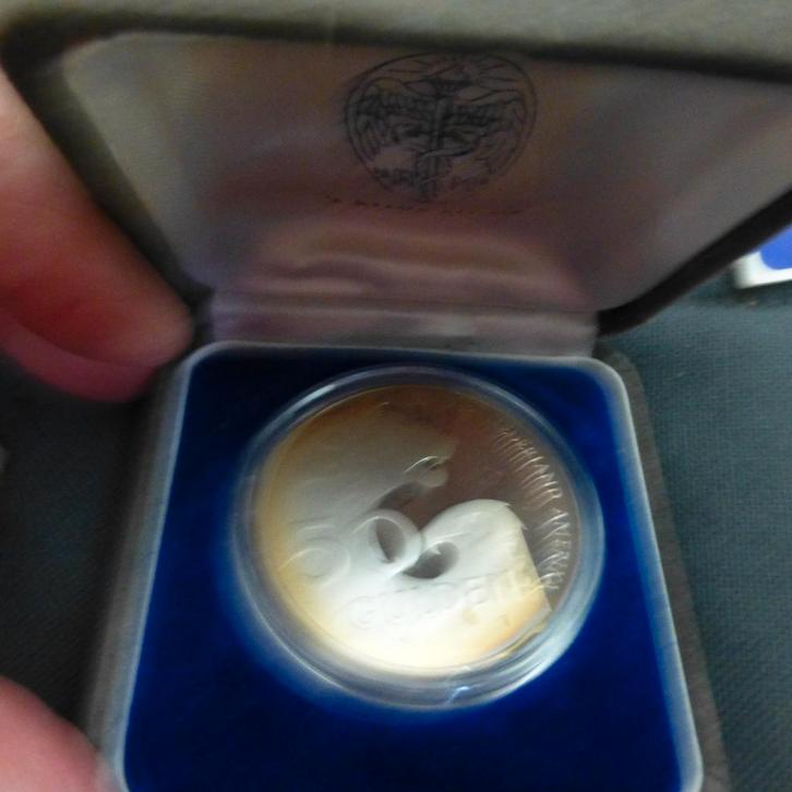 !782-1982 50 gulden Nederland -Amerika, Postzegels en Munten, Munten | Nederland, Setje, 50 gulden, Koningin Beatrix, Zilver, Ophalen of Verzenden