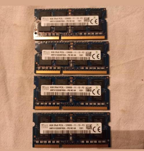 SK Hynix 32GB 4x 8GB PC3L DDR3L 1600MHz SODIMM matching, Computers en Software, RAM geheugen, Zo goed als nieuw, Laptop, 32 GB