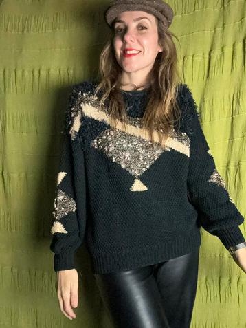 Vintage trui - zwart - jaren 90 - S/36/small beschikbaar voor biedingen