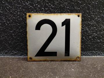Emaille Huisnummerbordje 21 beschikbaar voor biedingen