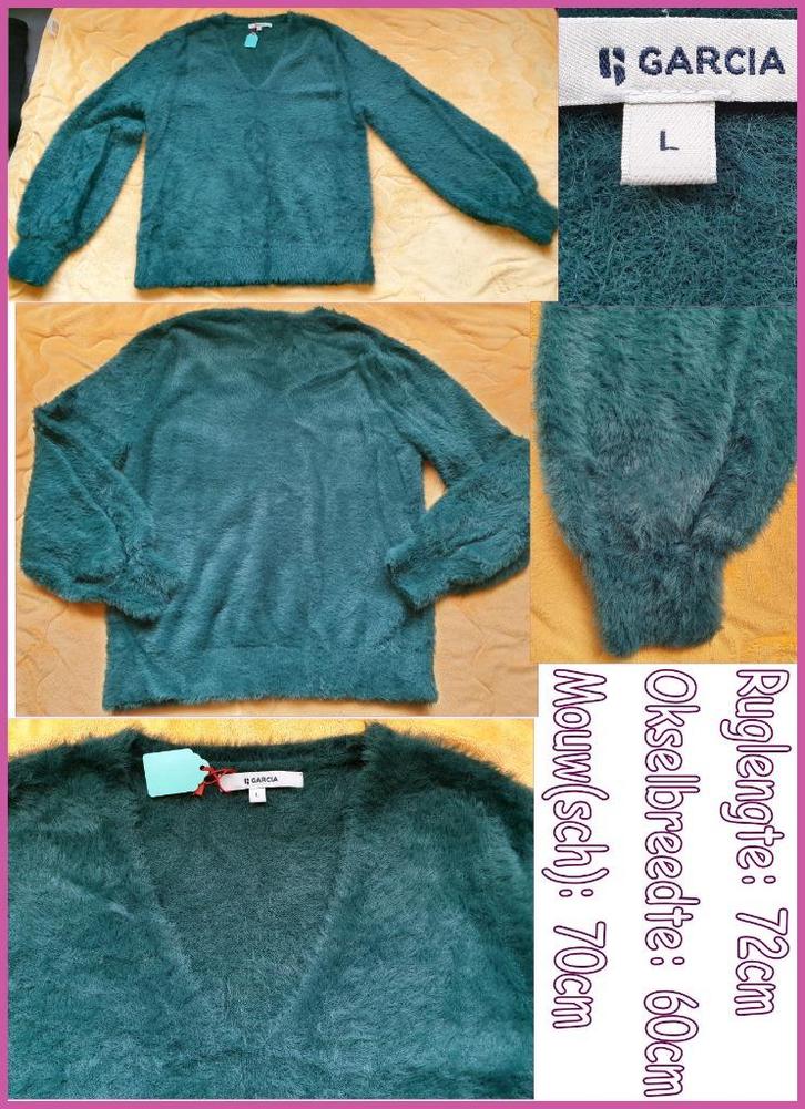GARCIA smaragd groene fluffy trui maat L/XL zgan, Kleding | Dames, Truien en Vesten, Zo goed als nieuw, Maat 42/44 (L), Groen