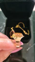 Antieke 18 karaat gouden ring met citrien – 3 ct –Maat 16, Sieraden, Tassen en Uiterlijk, Antieke sieraden, Ophalen of Verzenden