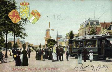 Rotterdam, Gezicht op de Coolvest. - tram molen - 1906 gelop beschikbaar voor biedingen