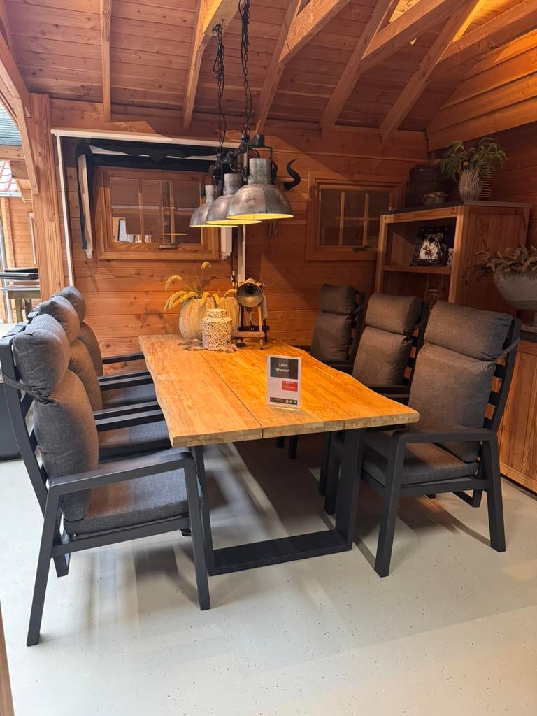 Teaktafel en stoelen teab NIEUW, Tuin en Terras, Tuinsets en Loungesets, Ophalen, Nieuw, Aluminium