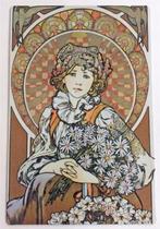 ALPHONSE MUCHA Bloemen Meisje Kunst Metalen Wandbord, Huis en Inrichting, Verzenden, Nieuw