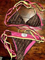 Eyecatcher FENDI  Logo Bikini 2-delig fluorescerende bandjes, Bruin, Fendi, Ophalen of Verzenden, Zo goed als nieuw