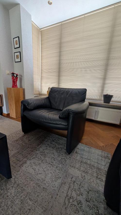 2 Leolux Bora Bora Fauteuils blauw leder, Huis en Inrichting, Fauteuils, Zo goed als nieuw, Leer, 75 tot 100 cm, 75 tot 100 cm