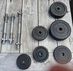 Dumbbellstangen, Bumper Plates & Kettlebell Set, Ophalen of Verzenden, Gebruikt, Armen, Halterstangen