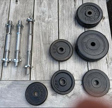 Dumbbellstangen, Bumper Plates & Kettlebell Set beschikbaar voor biedingen
