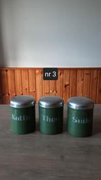 EMAILLE GROENE BUSSENSET MET GOUDEN BIES., Antiek en Kunst, Antiek | Emaille, Ophalen of Verzenden