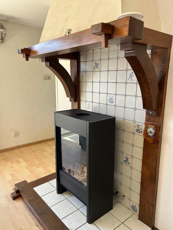 faber gaskachel incl. eiken haardombouw / schouw, Huis en Inrichting, Kachels, Gebruikt, Vrijstaand, Gaskachel, Gas, Ophalen