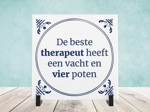 Spreukjestegel “De beste therapeut heeft een vacht”, Huis en Inrichting, Woonaccessoires | Tekstborden en Spreuken, Nieuw, Ophalen of Verzenden